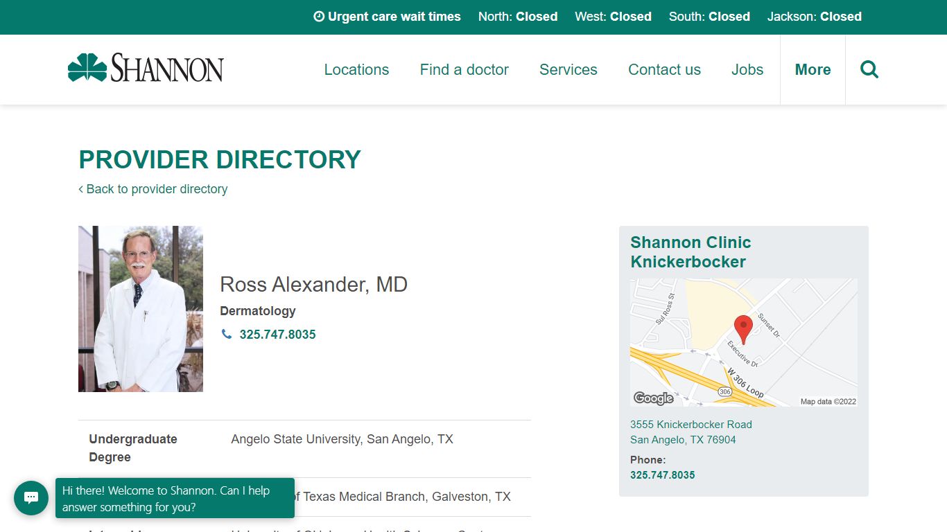 Ross Alexander | Shannon Medical Center